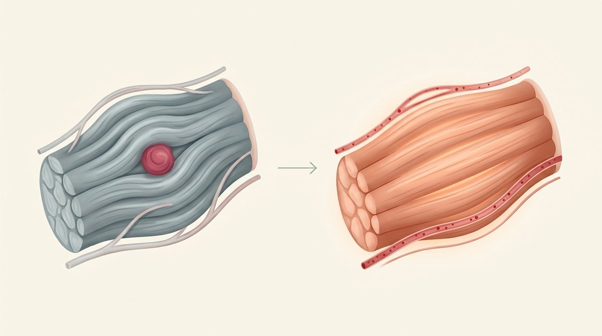A tight, cold muscle next to a warm, relaxed one
